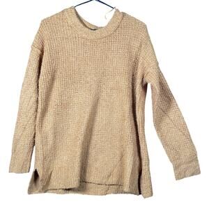Olive & Oak Womens Sweater Gold Brown Long Sleeve Knit Round Neck Stretch M
